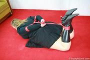 claudia in hogtie tied