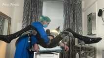 Anal stretching for my new patient on the gynecological chair . He has the choice