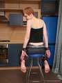 Alice Lee - Short-haired redhead left bound and barefoot in the kitchen