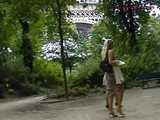 016080 Eve Takes A Pee From A Bench Beneath The Eiffel Tower