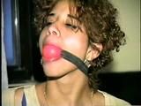 LATINA MARIA IS BALL-GAGGED, HANDCUFFED, HANDGAGGED, PANTY STUFFED & CLEAVE & OTM GAGGED WITH ACE BANDAGE (D34-14)