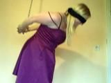 Miri is cuffed up and blindfolded