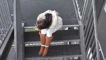 Stella roped hard on stairs 2/2