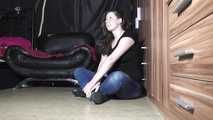Michelle barefeet in cuffs