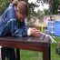 Watch Sandra beeing bound, gagged with a Pantyhood in her oldschool Rainsuit 