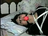 40 Yr OLD HAIRDRESSER CHER IS BALL-GAGGED TIED WITH 50 FEET OF ROPE & AN UP SKIRT PANTY SHOT (D44-10)