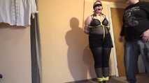 Sandra tied with yellow ropes 3/4