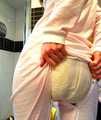 I’m opening my pink PJ’s for a diapercheck