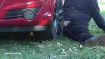 Mistress Cleo smokes and smashes balls with a car CBT version