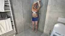 Myxxxy wetting her shiny nylon Shorts