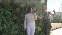Bondage Walk Training in a public Park