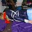 Samantha tied and gagged wearing a beautiful lightblue nylon shorts and a darkblue rain jacket (Pics)
