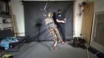 Aiyana bound, gagged and vibed in shiny nylon Downwear