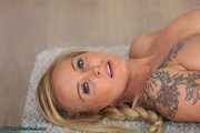 Sexy topless Kathleen multiple cuffed