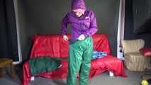 Watching SEXY ***SANDRA*** putting on several rainwear combinations over the other including hoods and closing the last hood (Video)