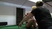 Lena King on the pool table