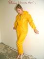 Leonie wearing a super sexy yellow rainwear combination posing outdoor (Pics)