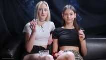 Girls smoking and giving an interview about they smoking experience