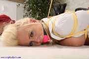 2 hot girls hogtied and topless