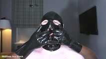 Huge rubber hands in the gimp’s mouth