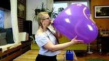 three Blow2Pops of blue U24,  clear U16 red polkadot and purple Cattex 36" heart