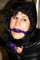 Julia tied and gagged in down jacket (cellar)