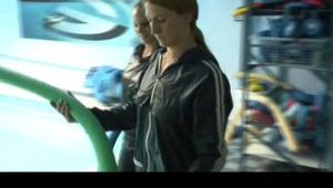 Being with Katharina and Jenny in the swimming pool both wearing supersexy rainwear (Video)