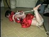 TINY TINA IS HOG-TIED, WRAP TAPE GAGGED & TIED WITH ROPE & ELECTRICAL TAPE (D37-15)