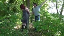 Aurora roped to tree 1/2