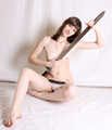 Cleavegagged topless barefoot Jessica, hogtied with hemp rope