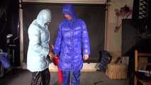Watching sexy stella and ronja changing several shiny nylon downwear having fun with eachother (Video)
