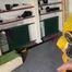 Watch Lady M bound in a yellow Rainsuit wearing a latex Hood and a Gasmask