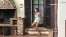 042002 Lazy Leticia Takes A Pee On The Patio When No One Is Looking