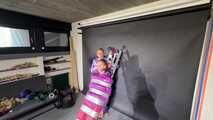 Aiyana bound gagged and vibed by Ms Ungeniert in shiny nylon Down