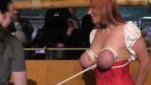 Breasts Bound Public Bondage Walk at Venus