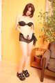 Webcam striptease in black lingerie