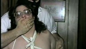 BIG.314 POUND BARBARA IS HANDGAGGED, MOUTH STUFFED, TAPE GAGGED & TIED WRISTS (D37-4)
