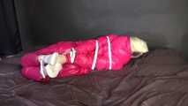 Watching sexy COURTNEY wearing pinj shiny nylon rainwear being tied and gagged with ropes (Video)