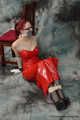 Bound in red PVC dress