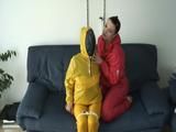 One archive girl tied, gagged and hooded by another archive girl (Breath control play) (Video)