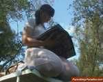 Jill Diamond, facesitting and relax in the garden 1