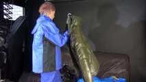 *** Watching sexy PIA putting on and wearing several layers of sexy shiny nylon rainwear and downwear and working in the garden (video)***