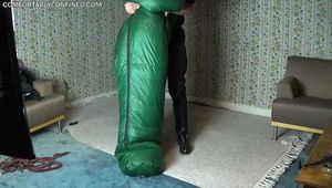 down jacket and bag bondage