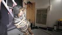Aiyana bound, gagged and vibed in shiny nylon Downwear