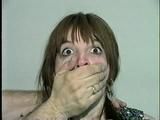 42 Yr OLD DIANE IS BOUND, MOUTH STUFFED, SEMI CLEAR TAPED & CLEAVE GAGGED HOSTAGE (D28-11)