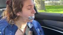 Rey Sanson bound and gagged in a shiny nylon Downcoat