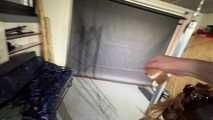 Rey Sanson bound and gagged in a shiny nylon Downcoat