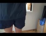 Pia wearing a sexy shiny nylon shorts and a rain jacket during her workout (Video)