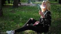 Dasha is smoking strong Marlboro Red 100mm
