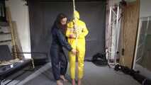 Aiyana and Myxxxy having fun together in shiny nylon Rainwear